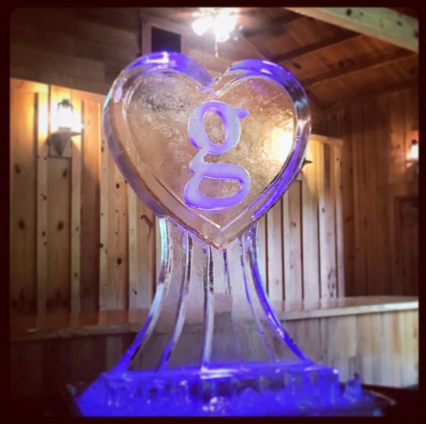 Heart shaped ice sculpture