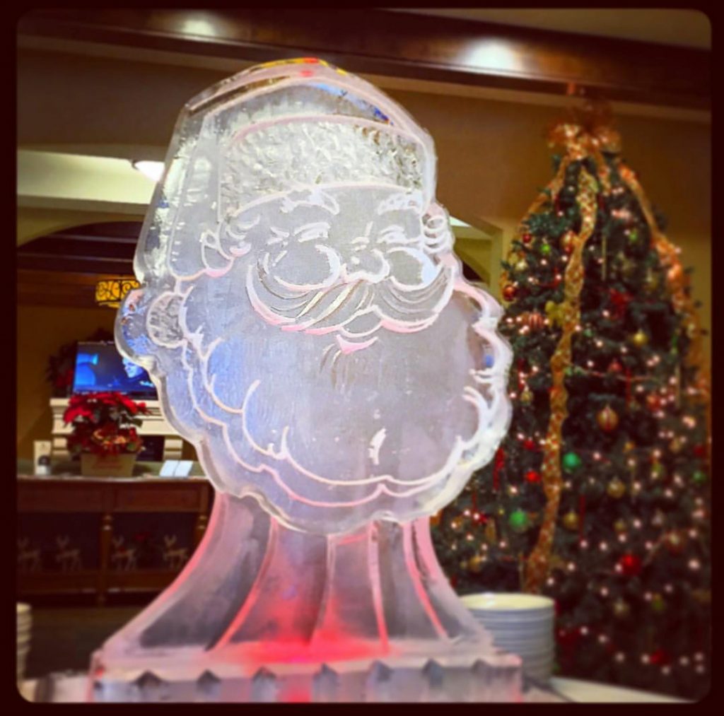 Santa shaped ice sculpture