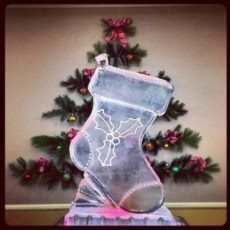Stocking shaped ice sculpture